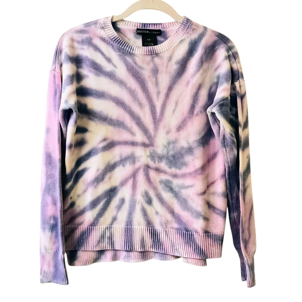 Women's Design History Purple Tir Dye Long Sleeve Sweater Size Small - Picture 1 of 8